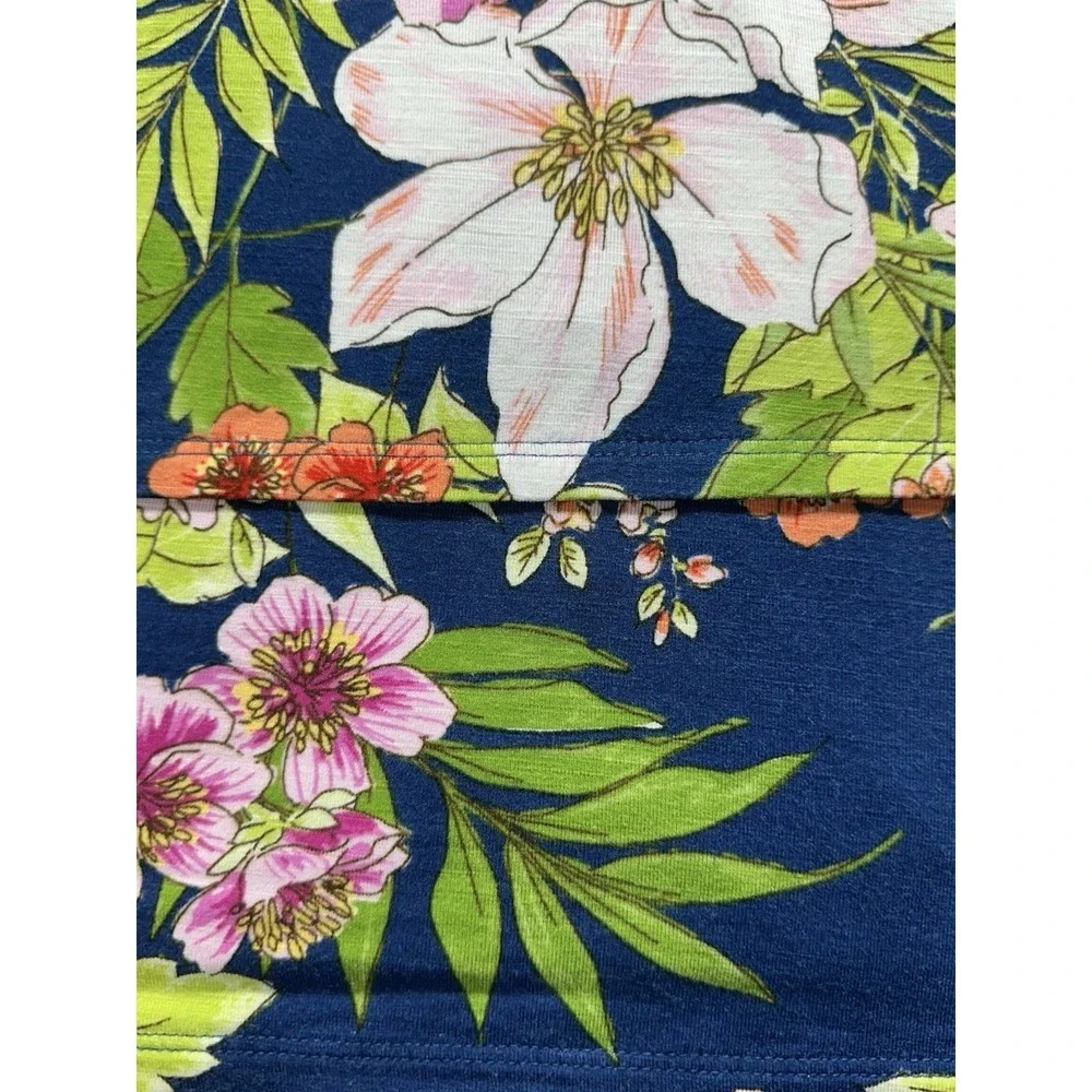 J. Jill Blue Floral Tank Sleeveless Shift Dress Size L Tropical Casual Women - Picture 8 of 9